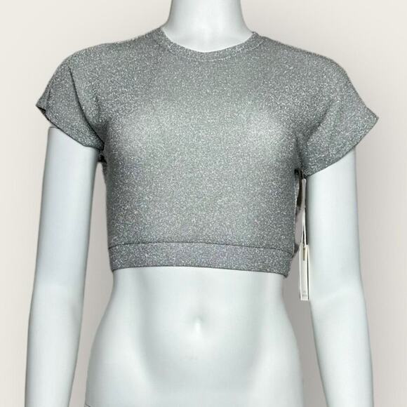 NWT | Good American | Sparkle Crop Top | Silver001 | Size 2/M - Picture 2 of 15